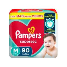 Fraldas Pampers Supersequinha Tam. M 6 a 10kg 90 Unidades, M, 90