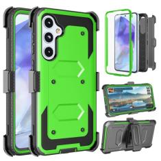 Takfox Capa para Galaxy A35 5G, capa para Samsung A35 5G, protetor de tela integrado, suporte, clipe de cinto, coldre de corpo inteiro, grau militar, camada dupla, proteção à prova de choque, capa de