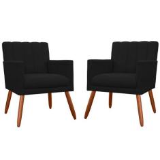 Kit 02 Poltronas Decorativa Cecília Suede Cores Variadas - DS Estofado