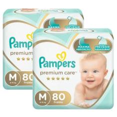 Kit Fralda Pampers Premium Care Jumbo Tamanho M 160 Unidades