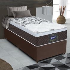 Cama Box Solteiro Molas Ensacadas Marrom / Branco