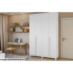 Guarda Roupa 4 Portas  e 2 Gavetas c/ Pés Alonzo Branco - Lopas