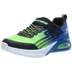 Skechers Tênis masculino Microspec Max Advance, Preto/Azul/Limão, 17