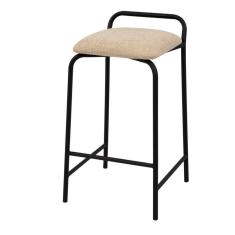 Banqueta Industrial Linx Média com Assento Estofado Preto/ Areia