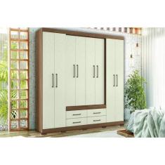 Guarda Roupa 8 Portas e 4 Gavetas c/ Pés Nápoles Jatobá/Areia - Santos