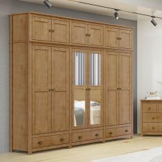 Guarda-Roupa Casal 12 Portas 3 Gavetas Topázio Freijó Madeira Pinus - Finestra