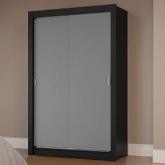 Guarda-Roupa Solteiro 2 Portas de Correr Preto/Cinza Milano Madesa