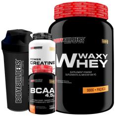 KIT - Whey Protein Waxy Whey 900g + Power Creatina 100g + BCAA 100g + Coqueteleira - BodyBuilders-Unissex
