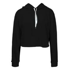 Moletom Feminino Ragor Cropped Liso Capuz Inverno Casaco, P, Preto