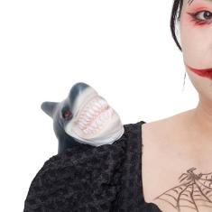 Boneco de ombro engraçado de látex com tubarão no ombro para cosplay de Halloween