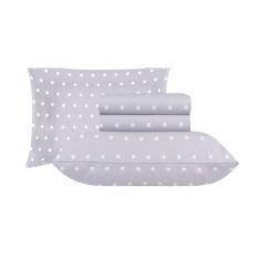 Jogo de Cama Casal Sultan 180F Sonhare Prata Poá Cinza