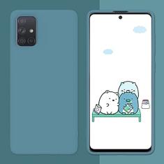 Capa de silicone de cor sólida Candy para Samsung Galaxy A51 A71 A81 A91 A01 A11 A21 A21 A70E A41 A31 A21S M51 M31 5G A30 A50 A70 Capa, Azul Lago, A11