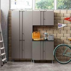 Conjunto Armário Multiuso 4 Portas Aéreo 2 Portas e Balcão Multibox - 