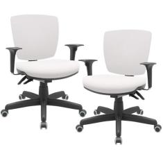 Kit 02 Cadeiras de Escritório Executiva Office Giratória Preto Baixa F