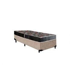 Cama Box Solteiro Colchão Espuma D33 Oriental Preto Ducci + Box Suede 