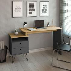 Escrivaninha Plus Home Office 2 Gavetas Olmo-grafito
