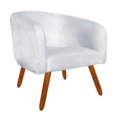 Poltrona Decorativa Stella Suede Cinza Pés Palito - D'Rossi