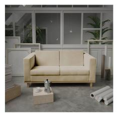 Sofá 2 Lugares 140cm Sintético Esper Maranata Estofados Bege