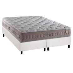  Cama Box Queen: Colchão Molas Ensacadas Anjos MasterPocket Richesse + Base CRC Courano Branco(158x198)