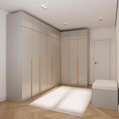 Guarda-roupa Modulado de Canto 10 Peças 18 Portas Jade Cabecasa Madeiramadeira Cinza Urbano