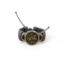 Pulseira de couro masculina medalha de São Jorge bijuterias