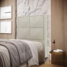 Cabeceira Decorativa Maia 90 Para Cama de Solteiro Sued Bege Aradecor