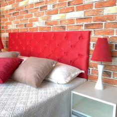 Cabeceira Capitonê Vermelho Suede Liso Casal 140 X 120 - RBL