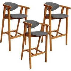 Kit 03 Banquetas Alta Cozinha Bancada Bar Sala de Jantar Fixa Cecília 