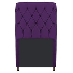 Cabeceira Estofada Cristal 100 cm Solteiro Com Capitonê Suede Roxo - ADJ Decor