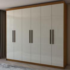 Guarda-Roupa Casal Versalhes 6 Portas 4 Gavetas Cinamomo/Off White - P