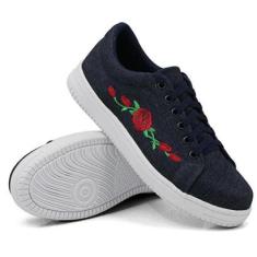Tênis Dk Uze Shoes Casual Com Bordado Fecho Cadarço Leve Feminino-Feminino