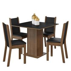 Conjunto Sala de Jantar Madesa Alana Mesa Tampo de Madeira com 4 Cadeiras - Rustic/preto