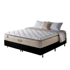 Cama Box Queen Preto + Colchão Molas Macio Cincinnati 158cm