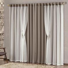 Cortina Mabelle Luxo para Varão Tecido Semi Blackout e Voal 2,00 x 1,7