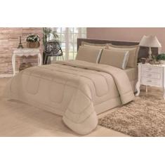 Kit Edredom + Lençol Aconchego Dupla Face Casal Queen 6 Peças Avelã - 
