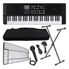 Kit Teclado Musical Barato Estudante 61 Teclas Multi Funções