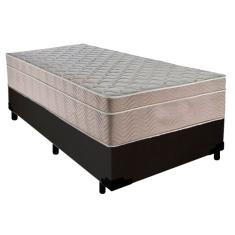 Cama Box Suede Solteiro + Colchão SerenePrime Molas Ensacadas 88x188x65