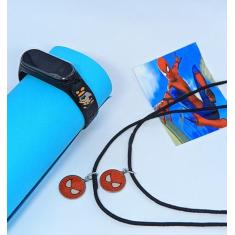 Kit Relógio Infantil Digital Led Bracelete Silicone 3D Super Heróis Di