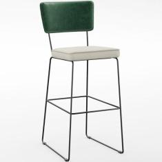 Banqueta Alta Bar Sala De Jantar Fixa Allana L02 Facto Verde Musgo Lin