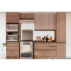 Cozinha Modulada Completa Maxxi 6 Peças (2 Armários + 1 Balcão + 2 Paneleiros + 1 Complemento) CPT49 Nogal - Kappesberg