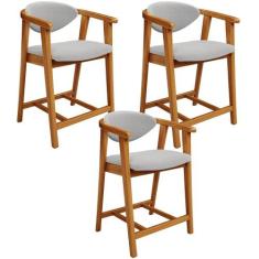 Kit 03 Banquetas Baixa Para Cozinha Sala Jantar Bancada Cecília L02 Bo