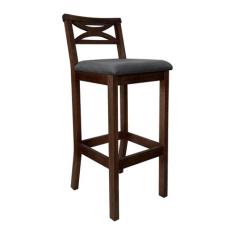 Banqueta Media Estofada para Bancada Madri Madeira Capuccino Suede Cin