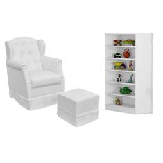 Poltrona De Amamentação Balanço Com Puff Alice E Multiuso Bell P04 Branco - Mpozenato