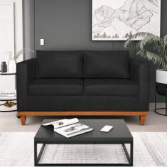 Sofá 2 Lugares 140cm Suede Esper Maranata Estofados Preto