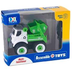 Caminhão de Lixo Brinquedo Monta e Desmonta com Ferramentas Verde CXL900-105B - Dorémi