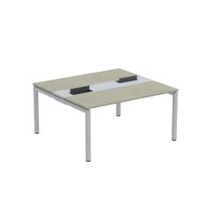 Mesa Plataforma Dupla com Pé de Aço para Coworking 150X140/2P PDC15/14/2P Nogueira Casablanca/Cinza