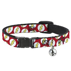 Buckle-Down Coleira De Gato Com Logotipo Breakaway Flash Espalhado Vermelho Branco Amarelo 20 32 A 30 48 Cm De Largura
