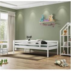 Cama Solteiro Infantil Grade Madeira Maciça Meninas Casatema, Branco
