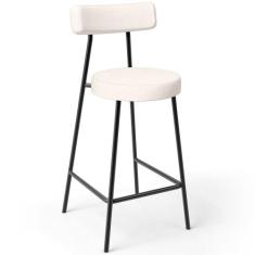 Banqueta Baixa Para Cozinha Sala De Jantar Bar Bancada Milão L02 Linho