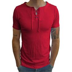 Camiseta Bata Viscose Com Elastano Manga Curta tamanho:m;cor:vermelho